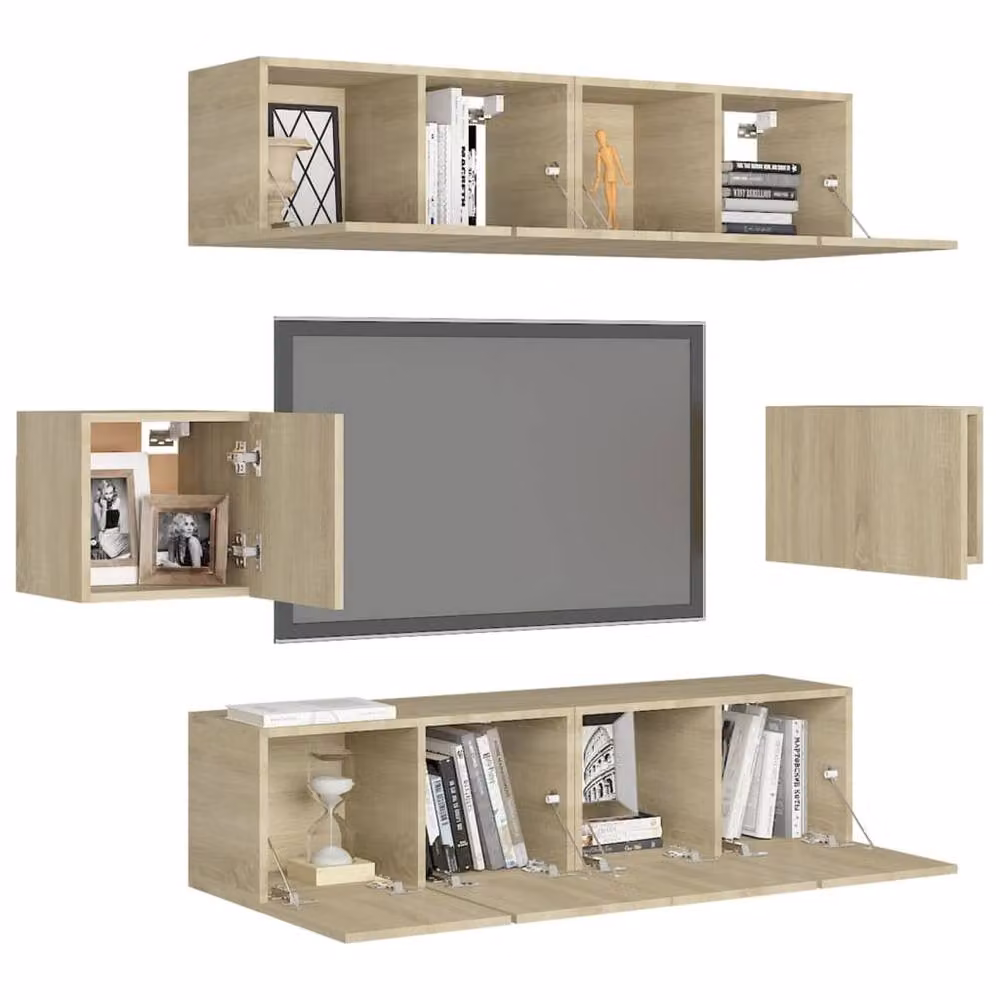 Berkfield Home 6 Piece Modern Sonoma Oak TV Cabinet Set in Beige