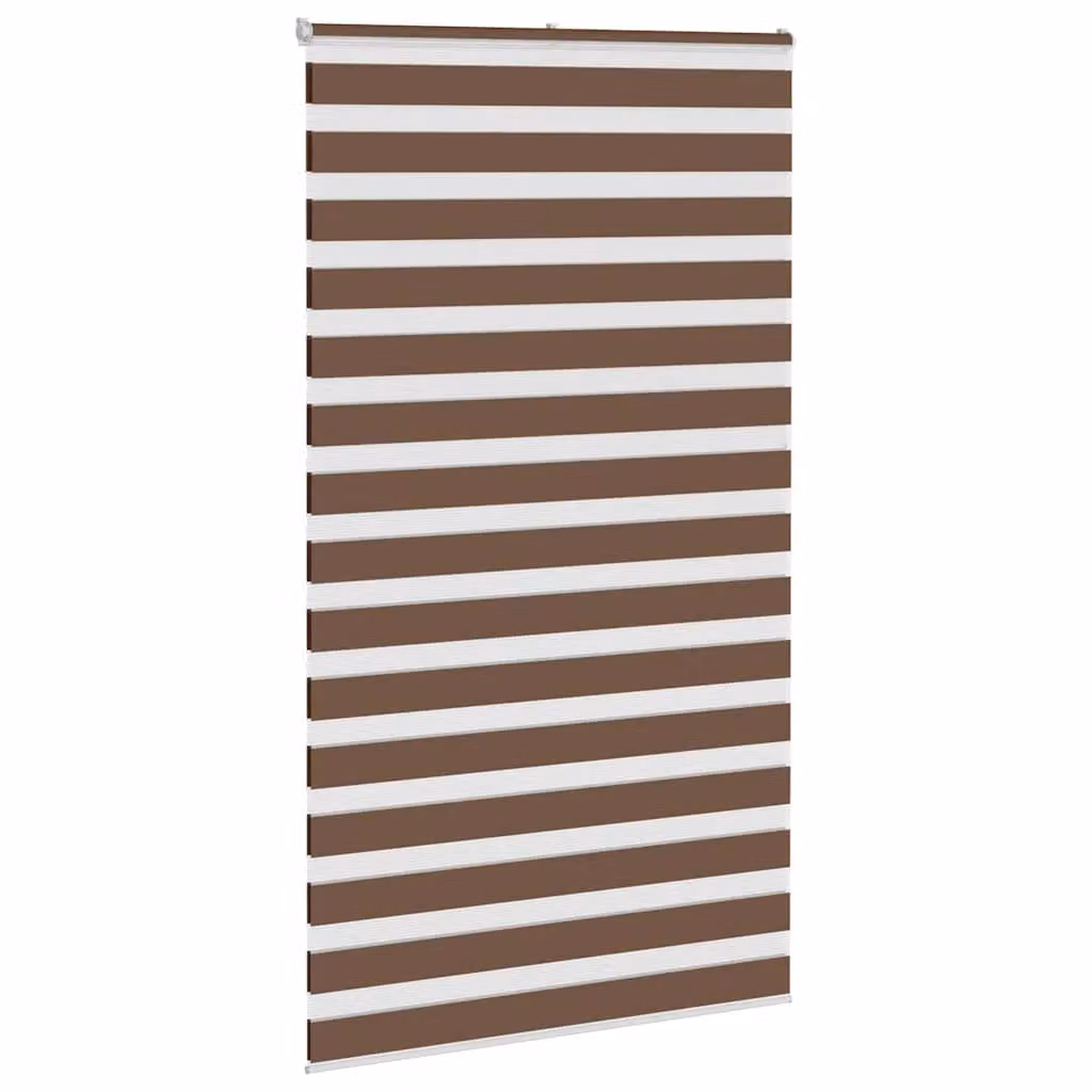Berkfield Home Brown Zebra Day and Night Blind with Polyester Fabric, W: 125 cm, H: 230 cm – 3
