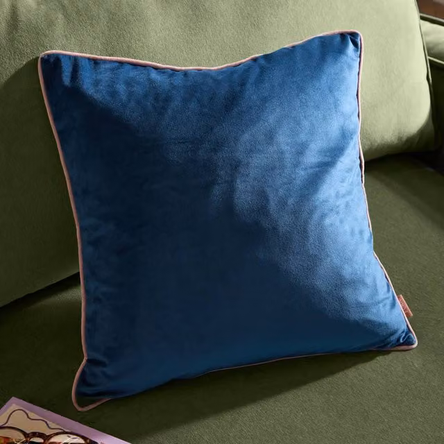 furn Meridian Velvet Square Cushion in Petrol, Pink and Blue, W/D/H: 55 x 55 x 55 cm – 5