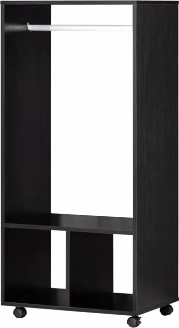 Pirlo Plush Modern Black Open Wardrobe with Clothes Rail and Internal Shelves