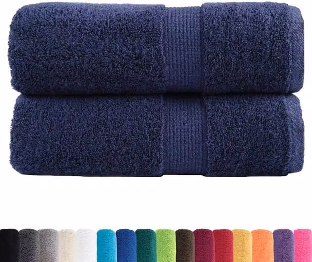 Berkfield Home SOLUND Premium Cotton Soap Towels, 2 Pack, Navy Blue, W/D/H: 30 x 30 x 30 cm – 1