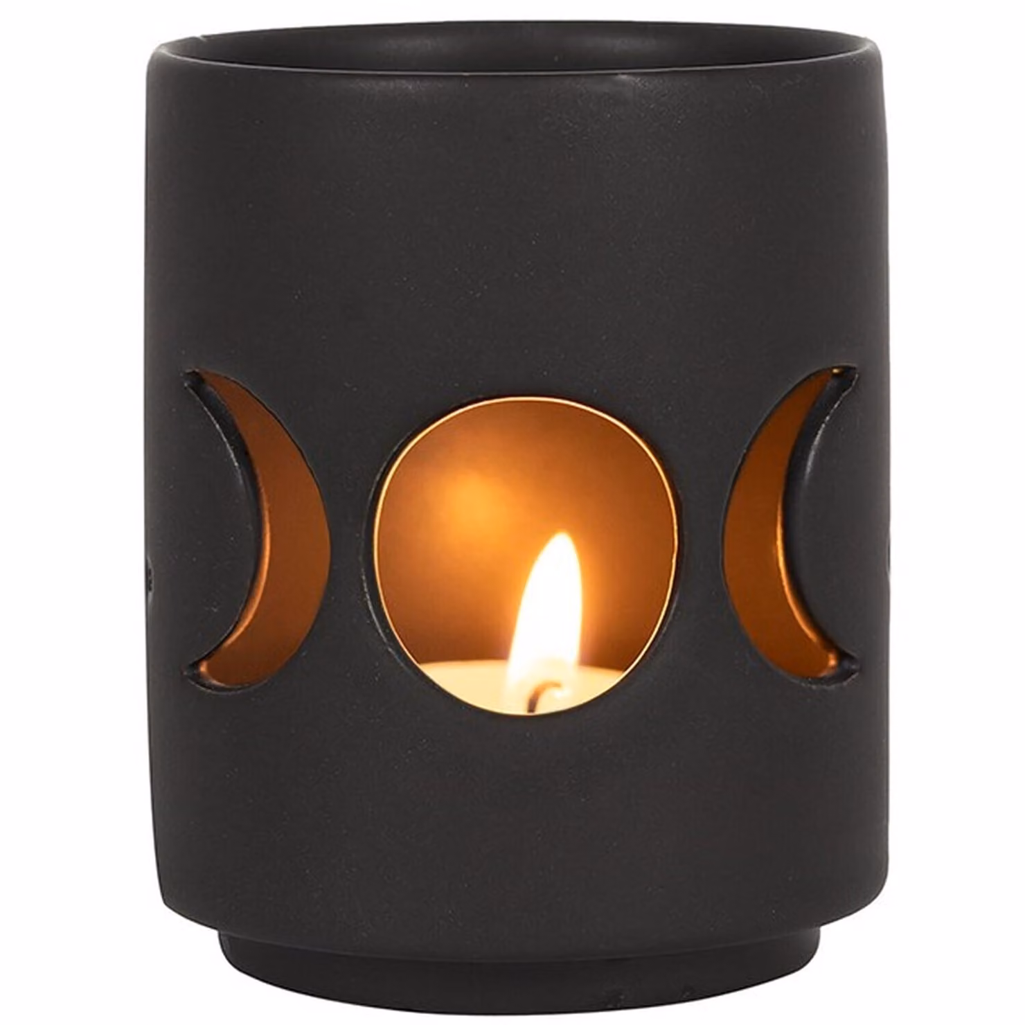 Something Different Black Ceramic Triple Moon Cut Out Tealight Holder W: 7 cm, D: 6 cm – 2