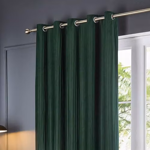 Paoletti Corinthian Velvet Eyelet Curtain Pair in Green, H 229 cm x W 229 cm – 4