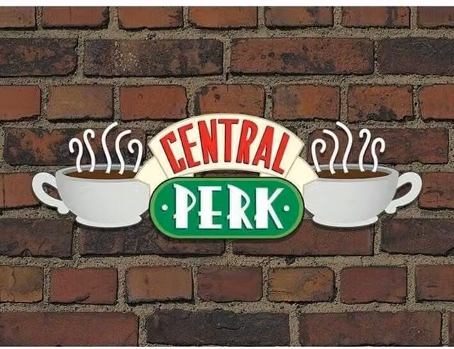 Friends Central Perk Typography Canvas Wall Print in Brown and Multicolour