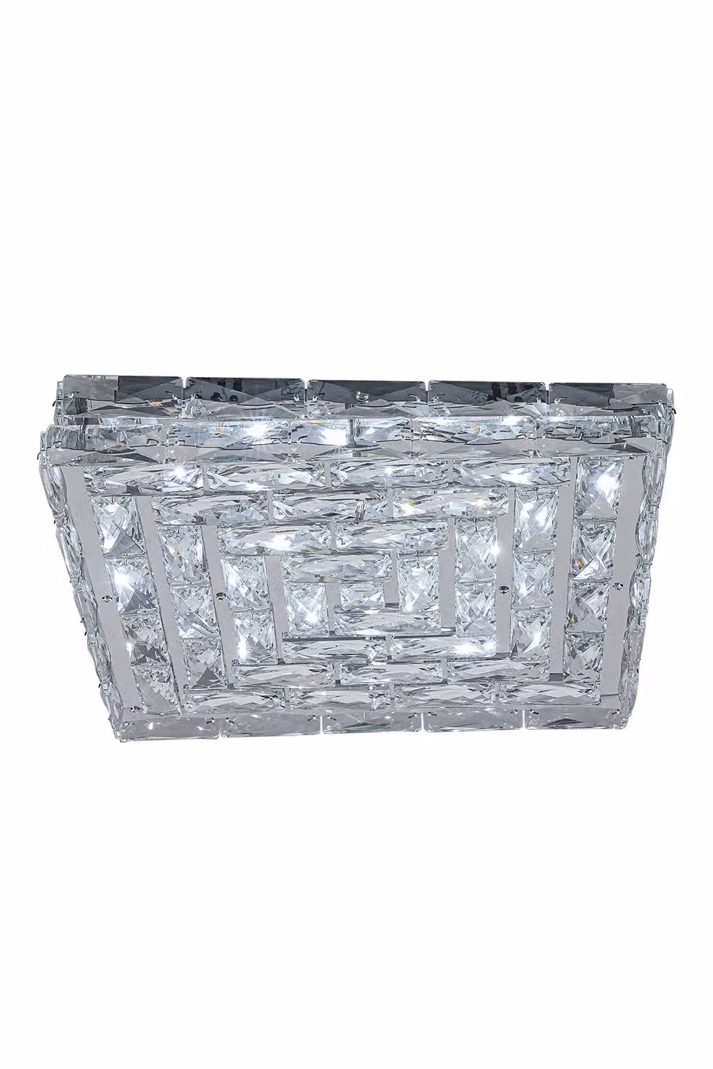 Living and Home Modern Luxury Square Crystal LED Ceiling Light in Silver with Light Refraction Effect – 2