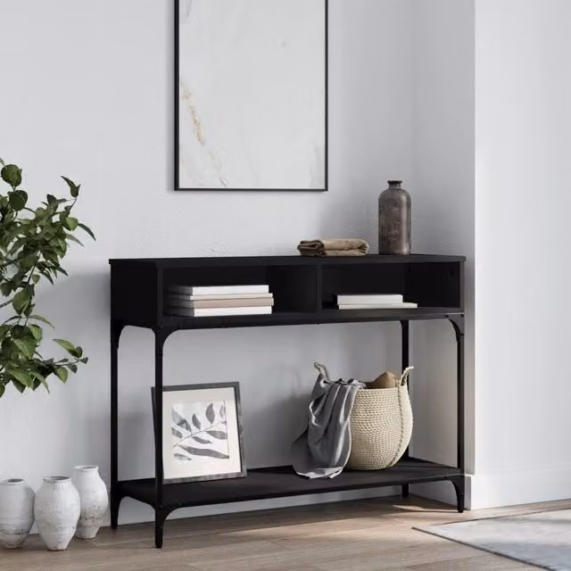 Berkfield Home Black Console Table in Engineered Wood, W/D/H: 100 x 30.5 x 75 cm – 1