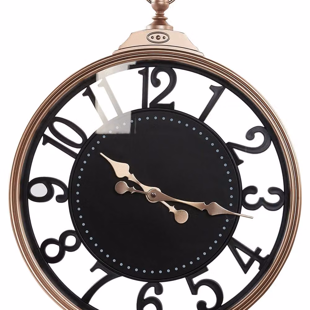 Wyld and Coco Black Round Analog Wall Clock with Diameter: 52 cm – 2