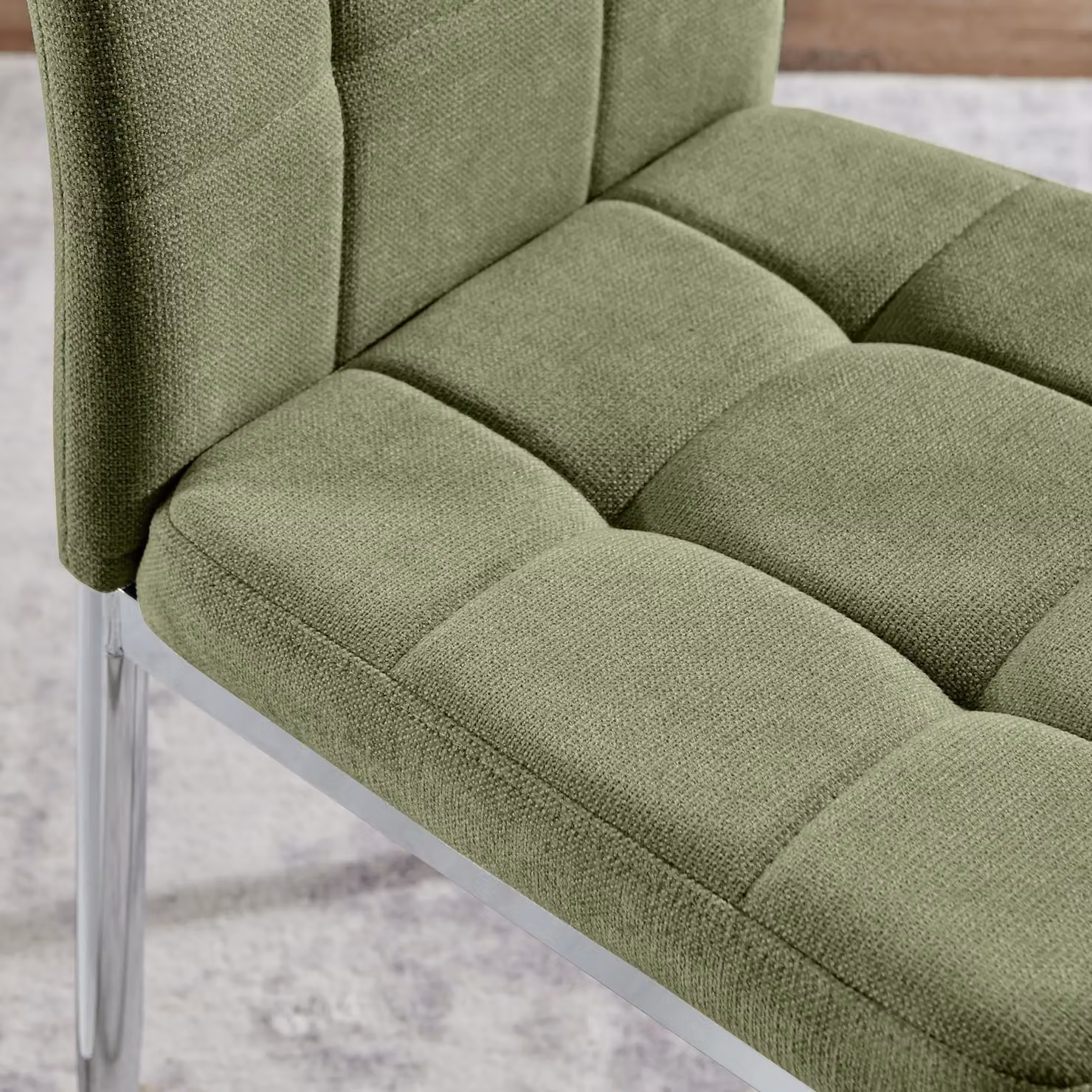 FurnitureboxUK Set of 2 Paloma Modern Fabric Dining Chairs with Silver Metal Legs in Green – 3