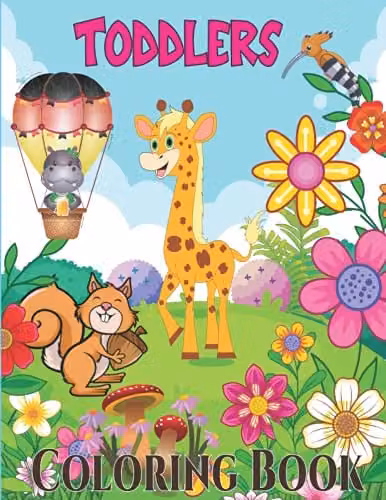 Majosta Toddlers Colouring Book with Animals, Plants, Flowers, Shapes, Fruits and Vegetables, Multicolour