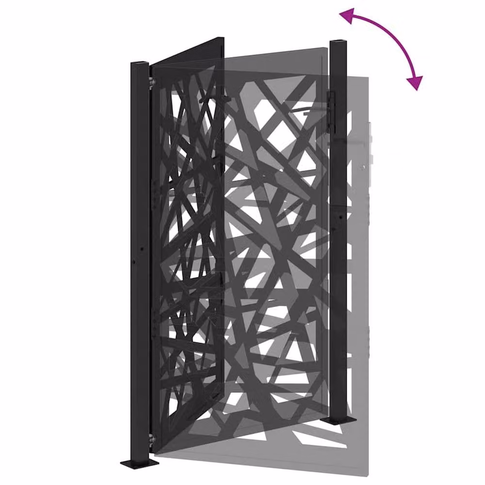 Berkfield Home Beautiful Garden Gate in Black Steel, W: 105 cm, H: 155 cm – 5