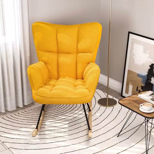 Livingandhome Scandinavian Yellow Fabric Armchair with Armrests