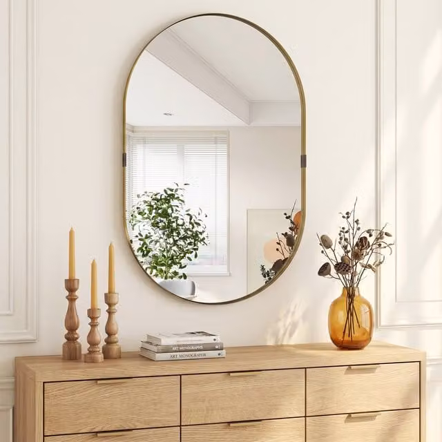 HOMCOM Modern Gold Wall Mirror with Aluminium Alloy Frame