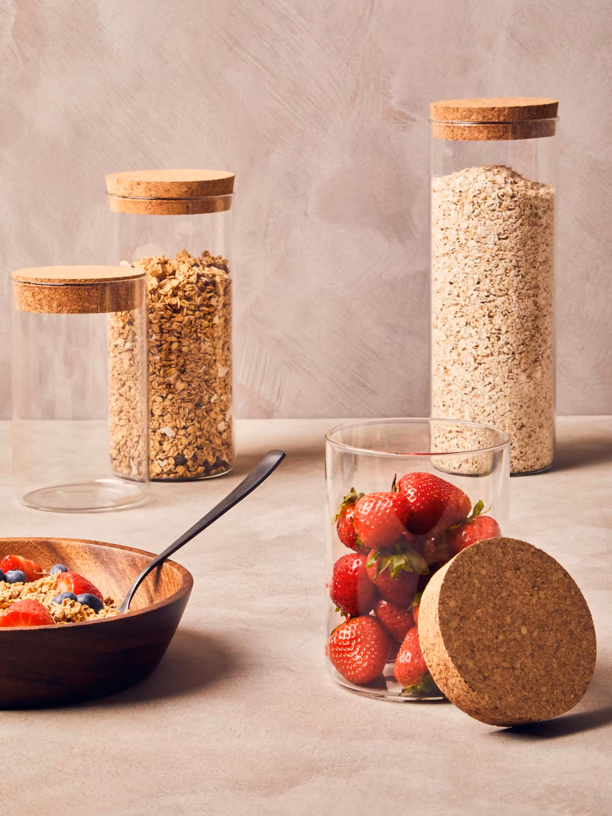 Orsina Small Transparent Glass Jar with Airtight Cork Lid and Chalkboard Label, W: 10 cm, D: 10 cm, H: 15 cm – 6