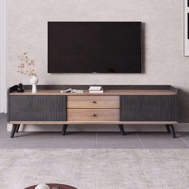 BTM TV Cabinet with 2 Drawers and Sliding Doors, W: 160 cm, D: 40 cm, H: 58 cm – 1
