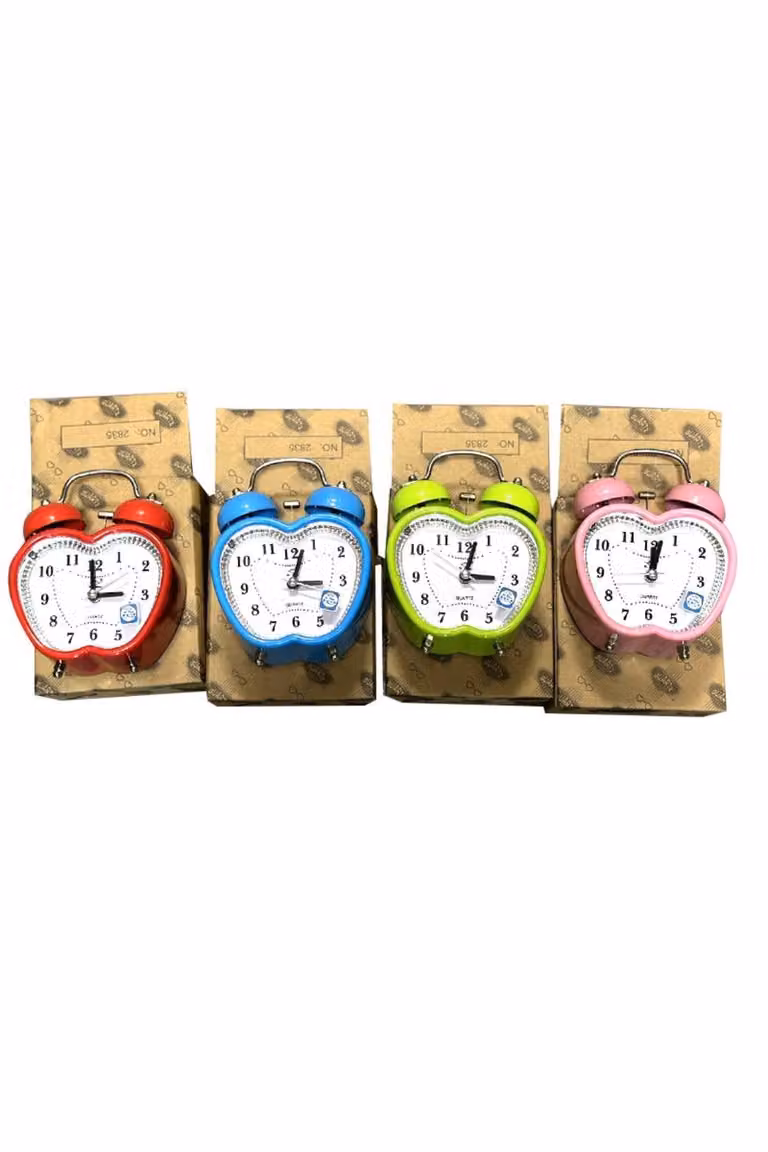 KDMD Retro Heart Shape Silent Twin Bell Alarm Clock in Lime Green