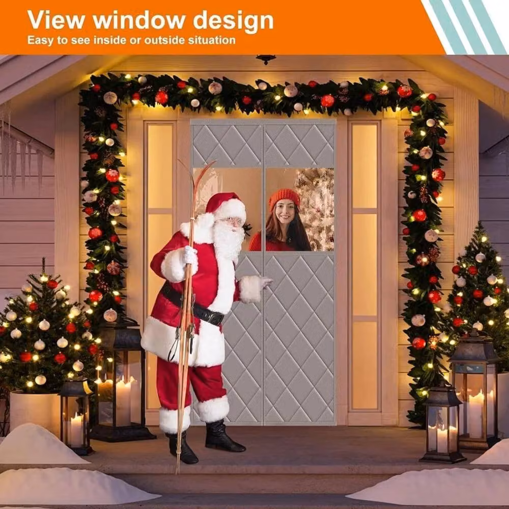 VOGREX Magnetic Thermal Door Curtain in Grey, Windproof Oxford Cloth, Width: 90 cm, Height: 210 cm – 4