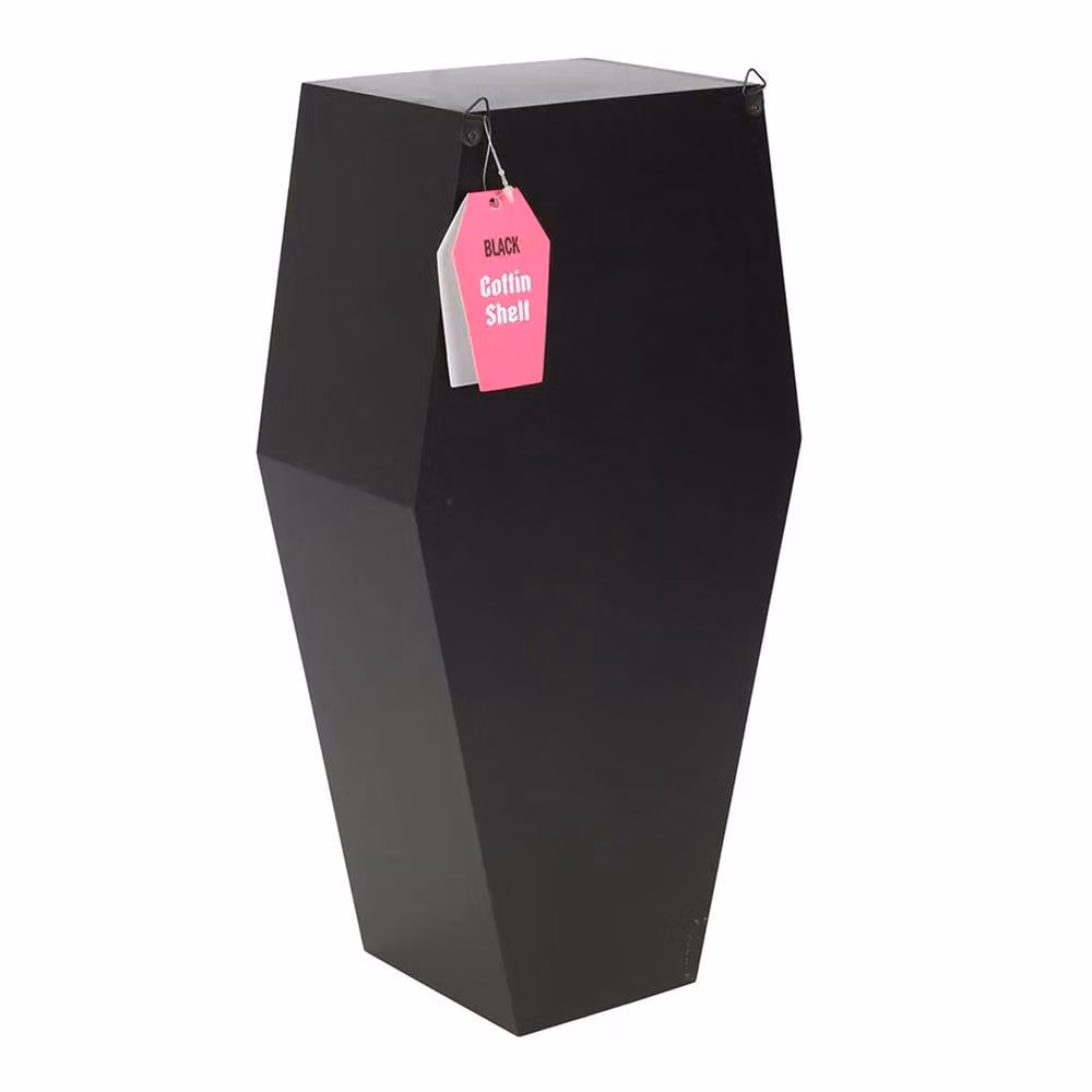 Something Different Dead Hot Days Coffin Wall Shelf in Black Wood, W: 40.5 cm, H: 12.0 cm, D: 21.0 cm – 2