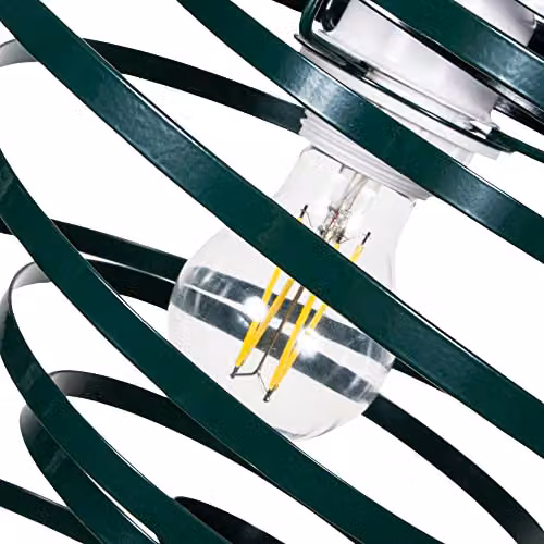 Happy Homewares Modern Metal Double Ribbon Spiral Swirl Ceiling Light Pendant Shade in Green, Diameter: 23 cm – 3