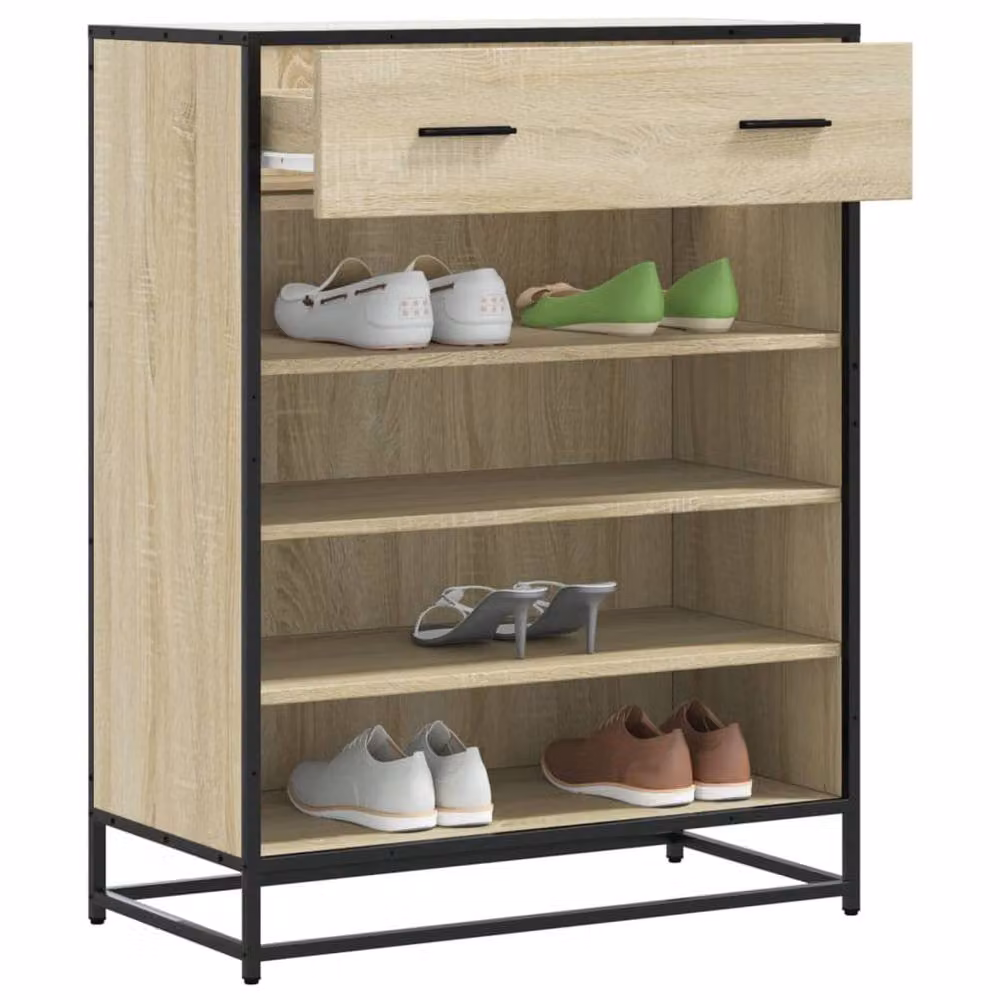 Berkfield Home Sonoma Oak Shoe Cabinet in Brown, W/D/H: 75 x 38 x 97.5 cm – 2