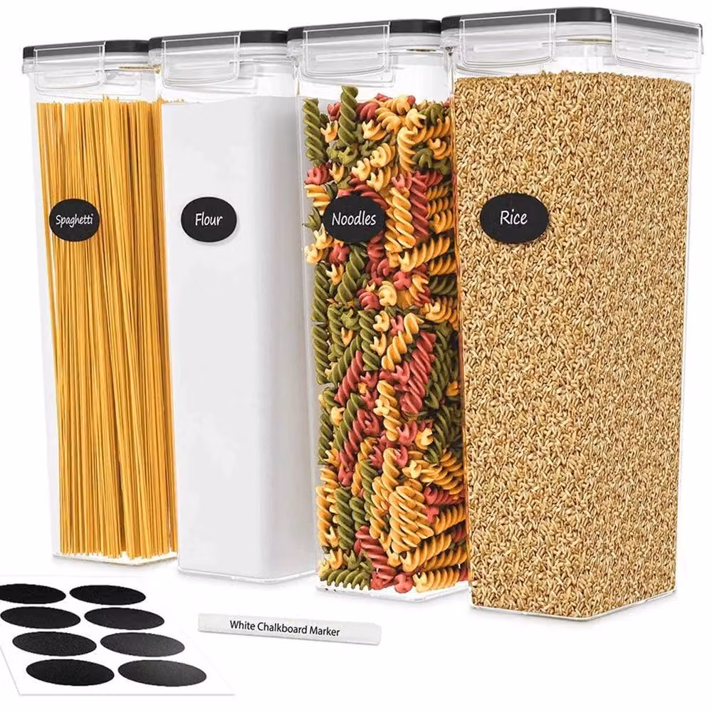 NESTLUNE Transparent Plastic Storage Box for Flour, Sugar, Tea, Cereal, Noodles and Nuts, W: 100 cm, D: 15 cm, H: 15 cm – 5
