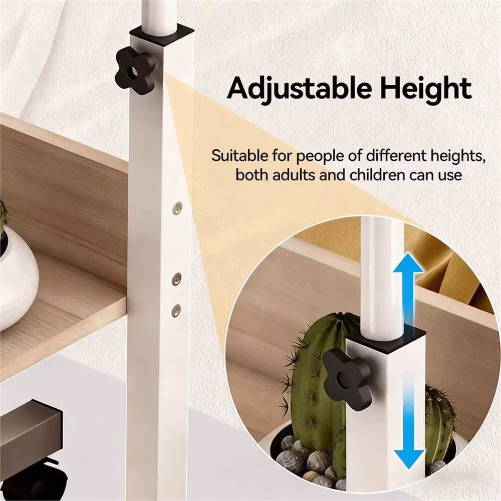 SPETLEK Adjustable C-Shaped Laptop Table in Brown with Castors and Sled Base – 4
