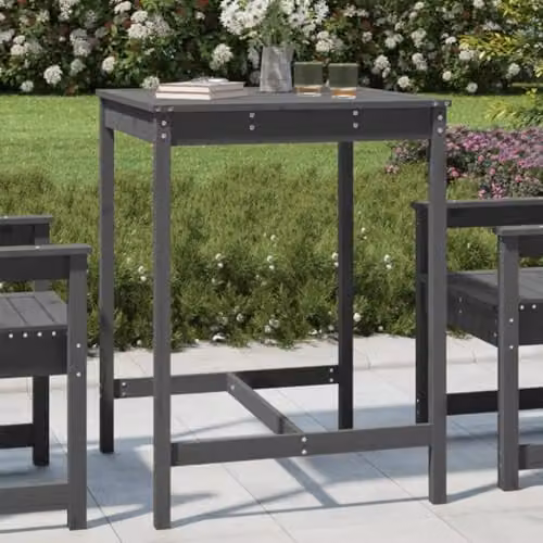vidaXL Grey Square Garden Table in Solid Treated Pine, W/D/H: 82.5 x 82.5 x 110 cm – 2
