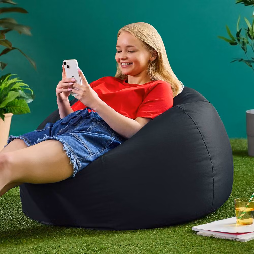 icon Classic Indoor Outdoor Bean Bag and Pouffe in Navy Blue and Black – 2