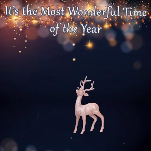 VFM e-Store Glitter Reindeer Christmas Tree Ornament, Gold, 26cm – 3