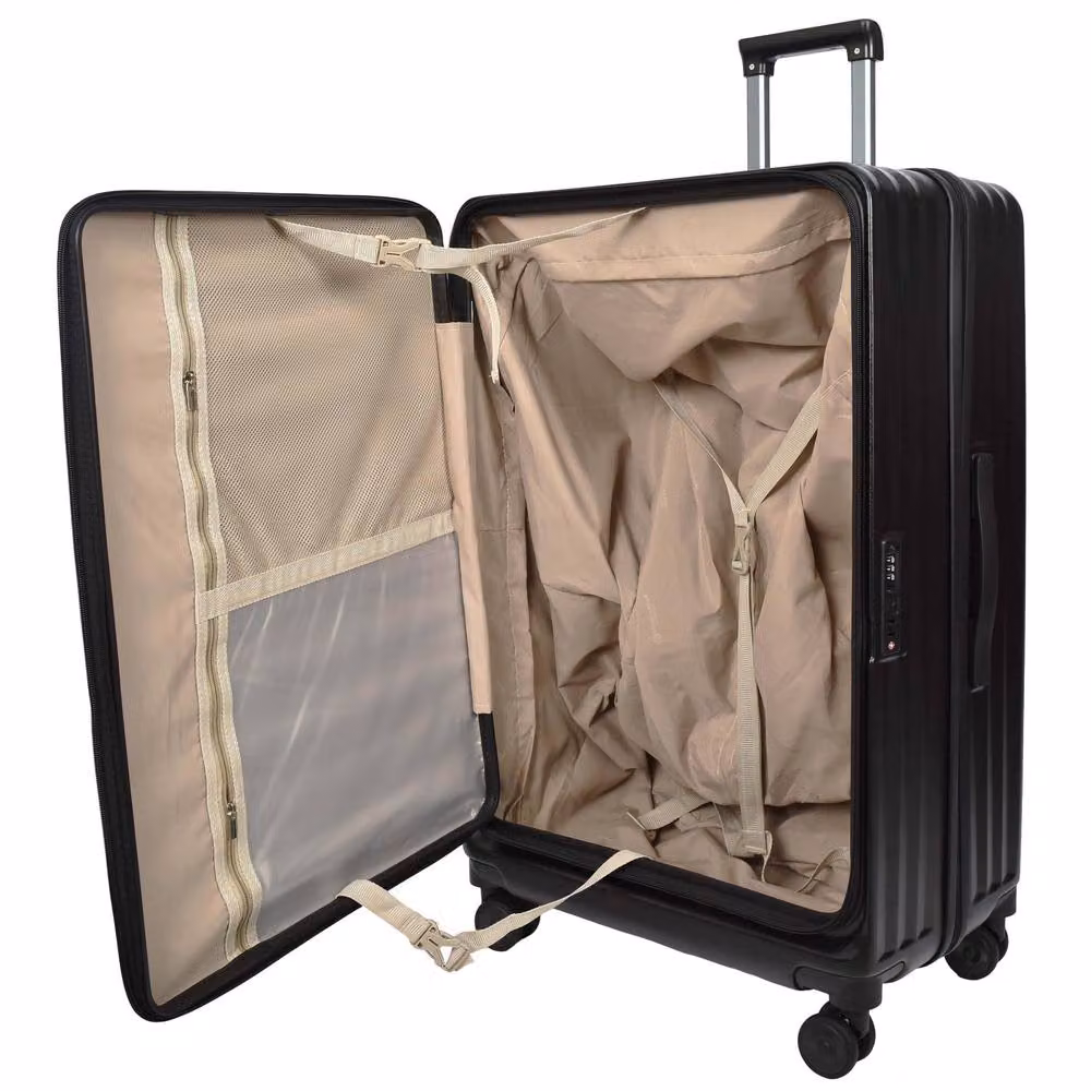 House of Leather Alaska Hard Shell Four Wheel Suitcase in Black – 3