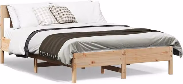 Berkfield Home Solid Wood Pine Bed Frame in Natural, W/D/H: 160 x 200 cm