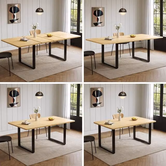 Matteo Extendable Oak Dining Table in Brown with Metal Legs, W: 140 cm, D: 80 cm, H: 75 cm – 1