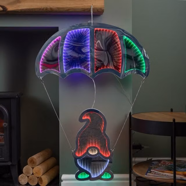 Samuel Alexander Multicoloured Infinity LED Hanging Parachute Christmas Gonk Decoration, Height: 85 cm – 1