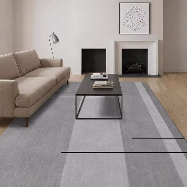 MCC Direct Modern Abstract Grey Microfibre Rectangular Rug, W/D/H: 80 x 150 x 0.6 cm – 1