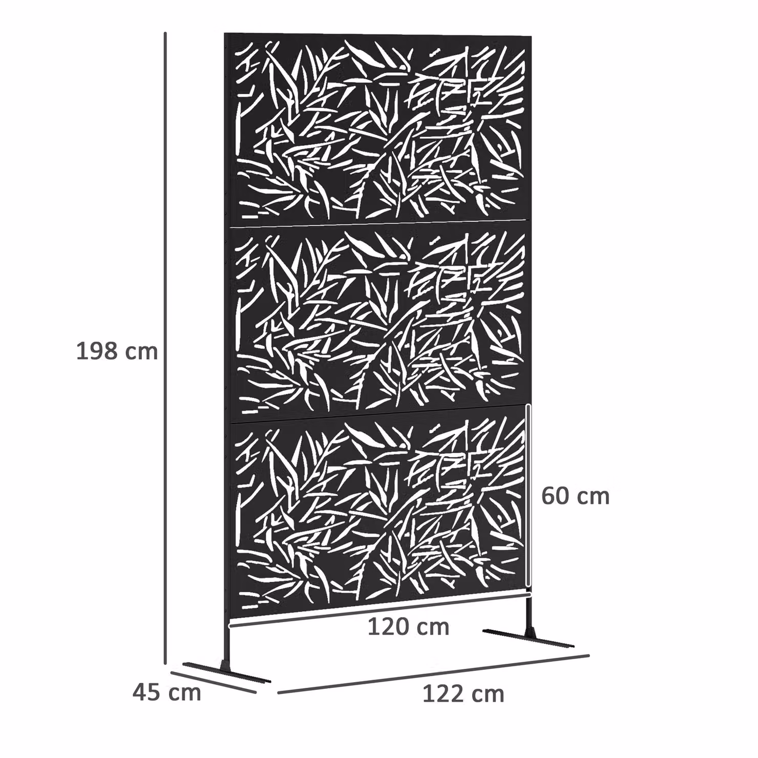 Outsunny Black Metal Freestanding Outdoor Privacy Screen and Decorative Garden Divider – 3