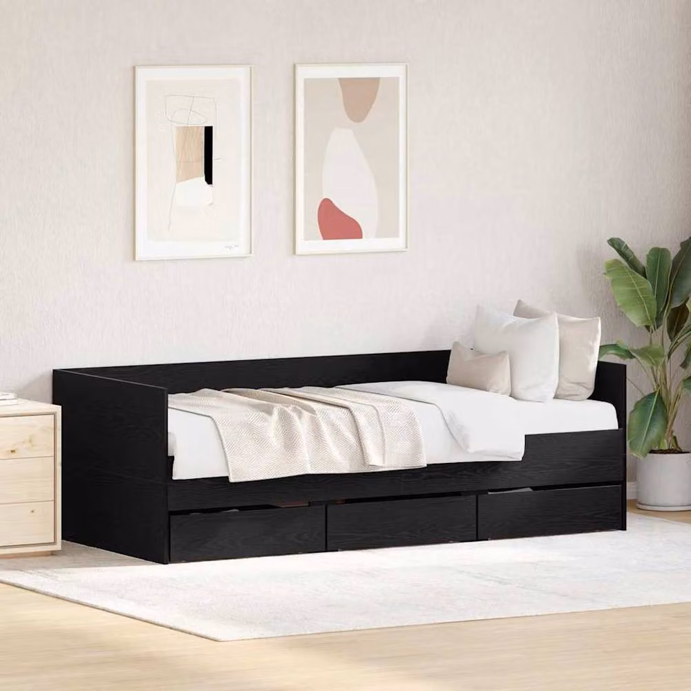 Berkfield Home Modern Daybed in Black Oak Engineered Wood, W/D/H: 90 x 200 cm – 2