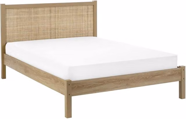 Cheshire Zinc Double Rattan Bed in Brown Oak