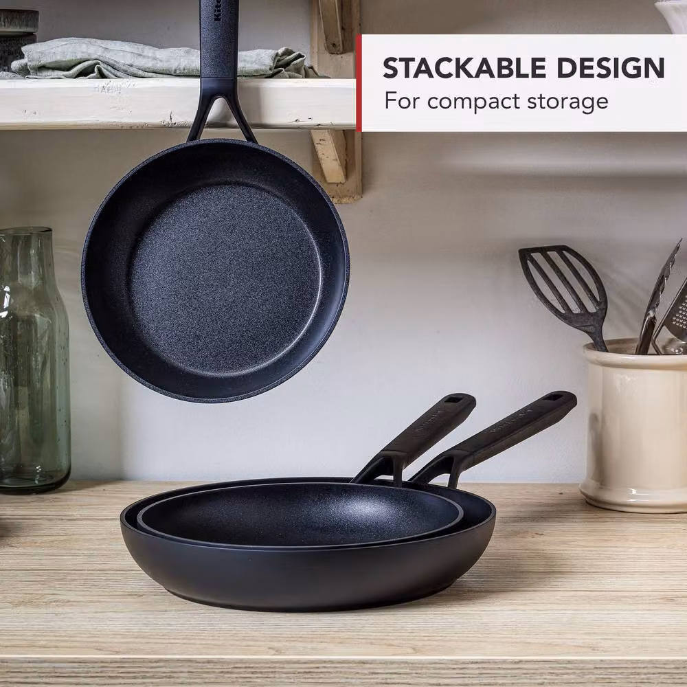KitchenAid Black Forged Aluminium and Ceramic 2 Piece Frying Pan Set – 7