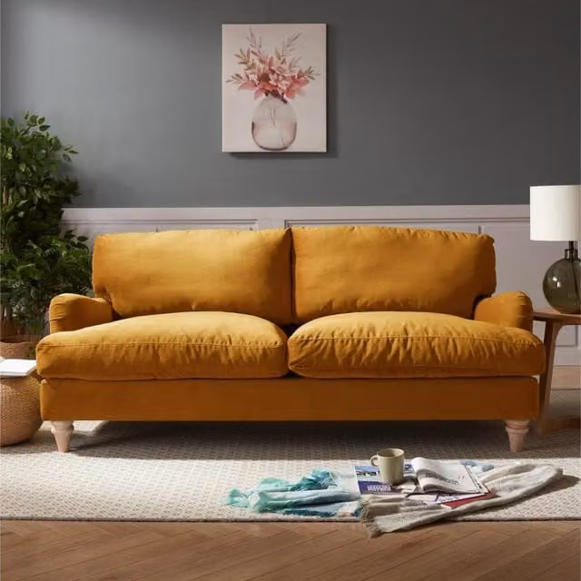 Halo 3-Seater Sofa in Mustard Yellow Velvet