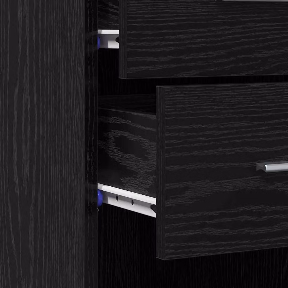 Berkfield Home Black Oak Highboard with Hinged Doors and Internal Shelves, W/D/H: 30 x 42.5 x 185 cm – 4