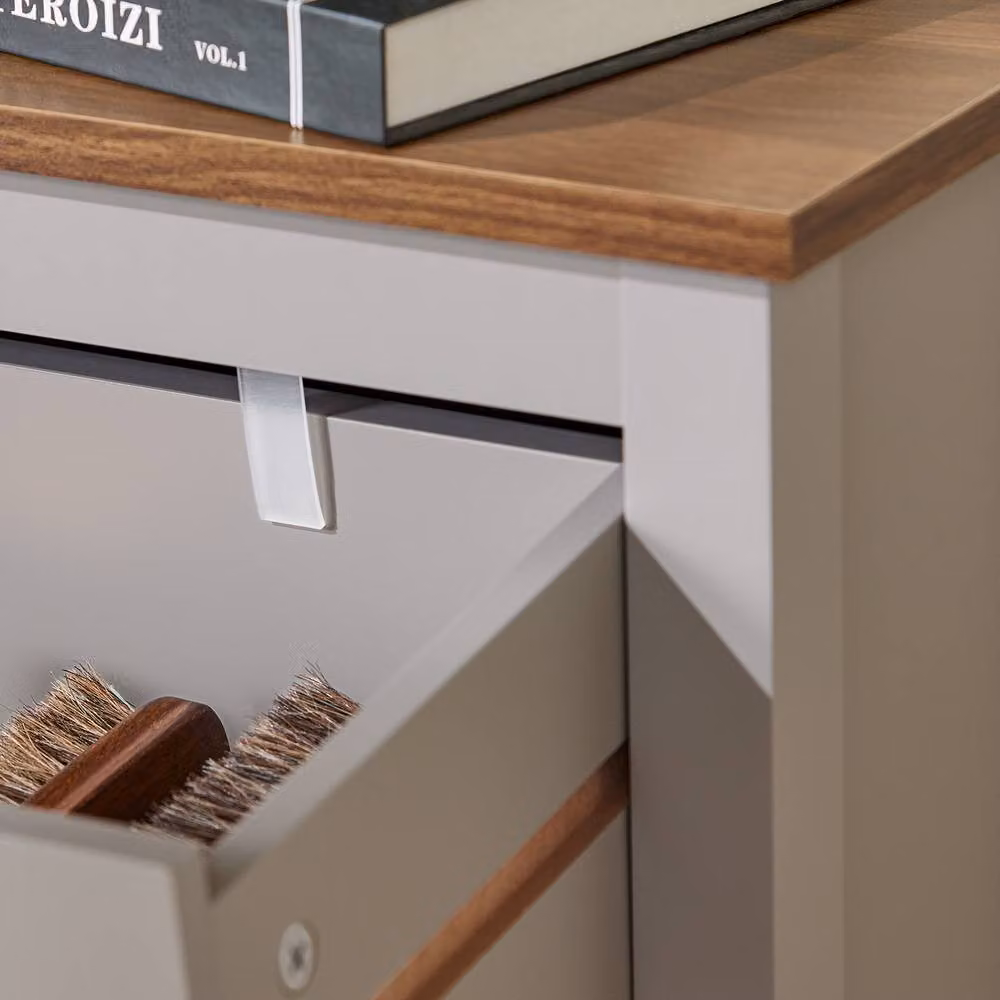 SoBuy Slim Scandinavian Style Shoe Cabinet in Matt Grey with Tilting Compartments and Internal Shelves – 5