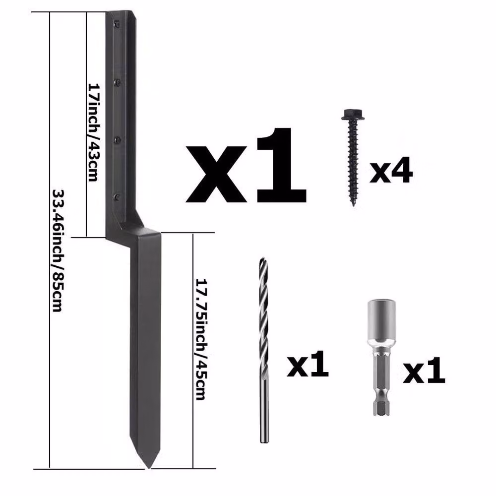 KORVIXA Heavy Duty Steel Fence Post Repair Stake, Black, H: 120 cm, W: 3.2 cm – 2