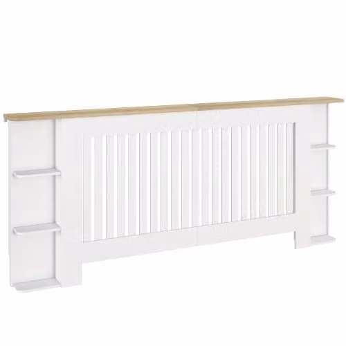 HOMCOM Modern White Radiator Cover with Open Storage Shelves for your Living Room – 1