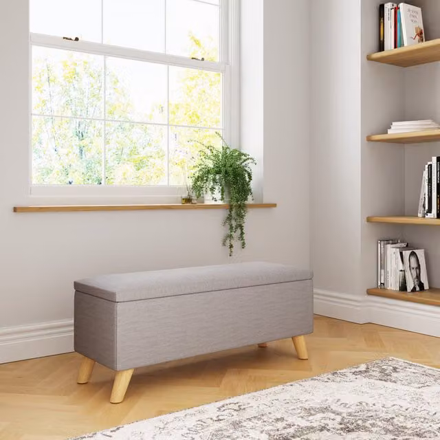 GFW Secreto Fabric Storage Ottoman Bench in Grey – 2