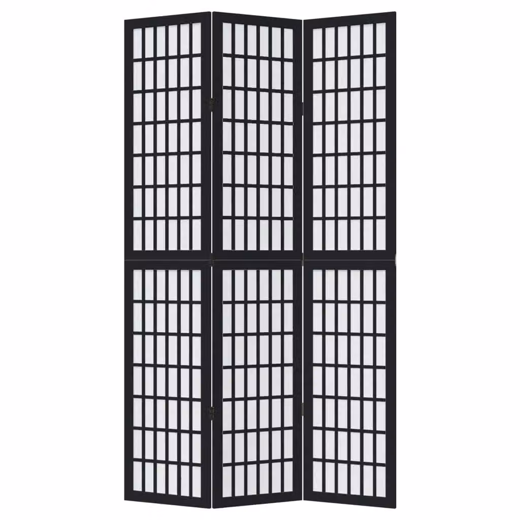 Berkfield Home 3-Panel Room Divider in Black Solid Paulownia Wood – 2