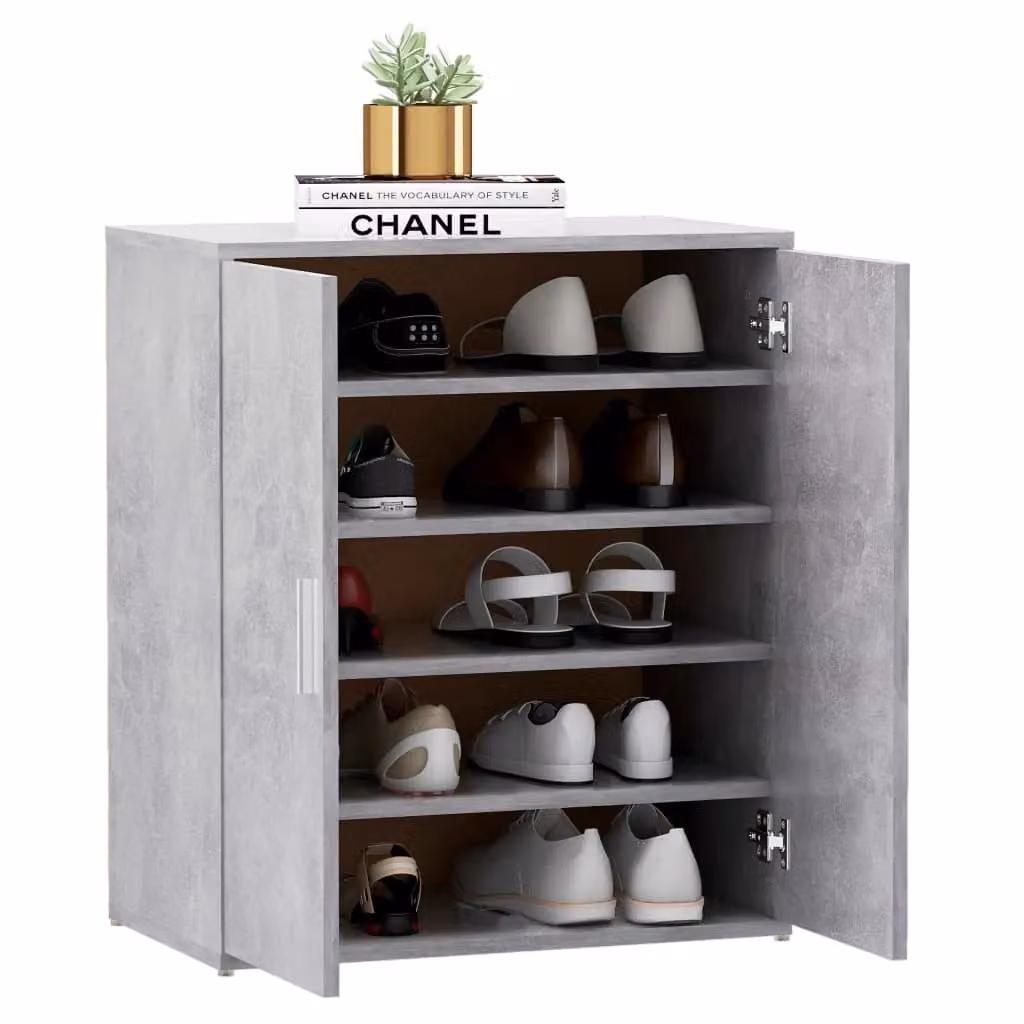 Berkfield Home Modern Shoe Cabinet in Concrete Grey, W/D/H: 60 x 35 x 70 cm – 3