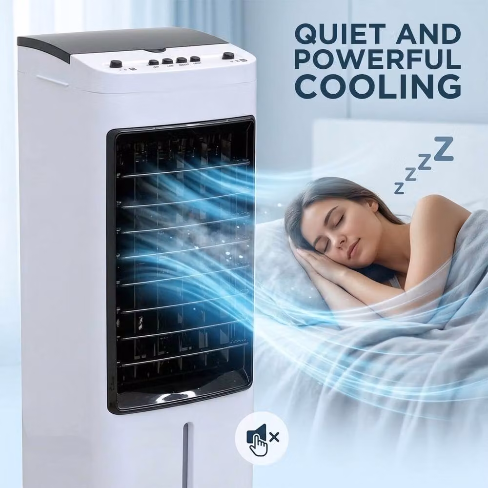 Alivio 4L Air Cooler and Humidifier in White with 65W Power, 120 Degree Oscillation and 2 Ice Packs – 6