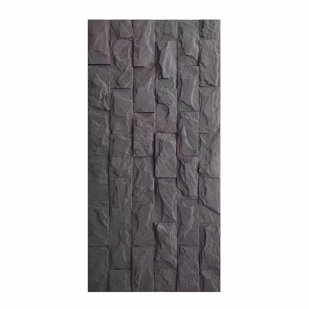 ENER-J Charcoal Stacked Stone PU Wall Panel, Grey, Pack of 2, W: 120 cm, H: 60 cm, D: 2.5 cm – 2