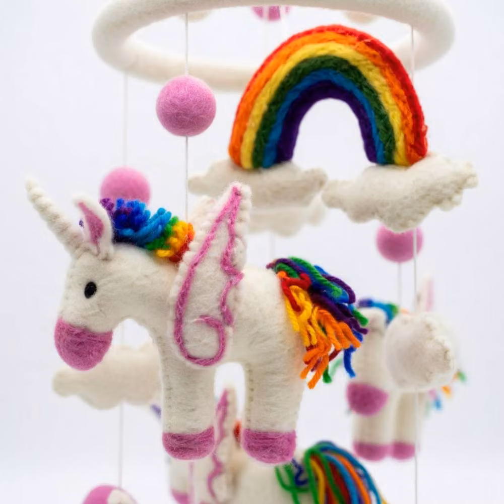 KDMD Handmade Multicolour Felt Rainbow Unicorn Hanging Mobile for Nurseries and Playrooms – 2