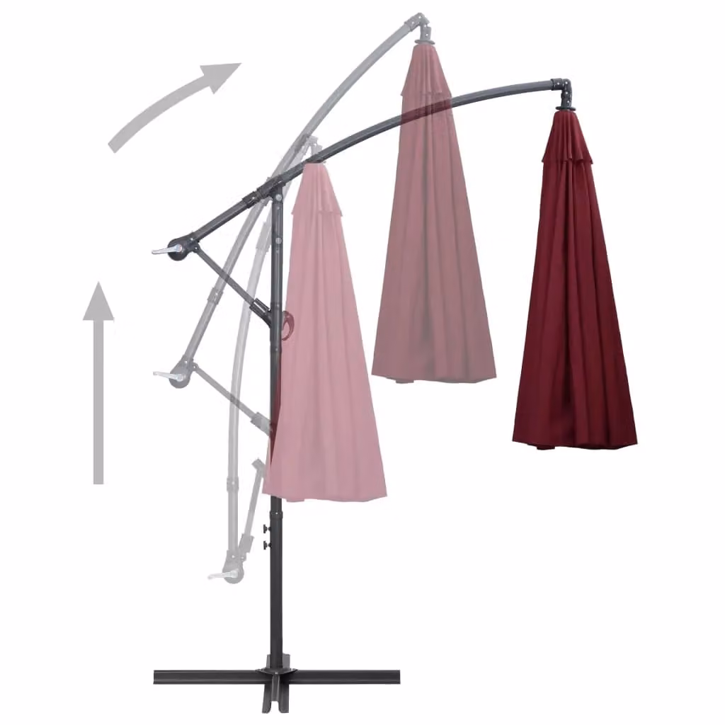 Berkfield Home Red Cantilever Hanging Garden Parasol with 3 m Aluminium Pole – 2