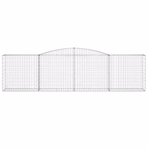 vidaXL Arched Gabion Baskets, 4 Pieces, Silver Galvanised Steel, W: 400 cm, D: 50 cm, H: 100/120 cm – 2